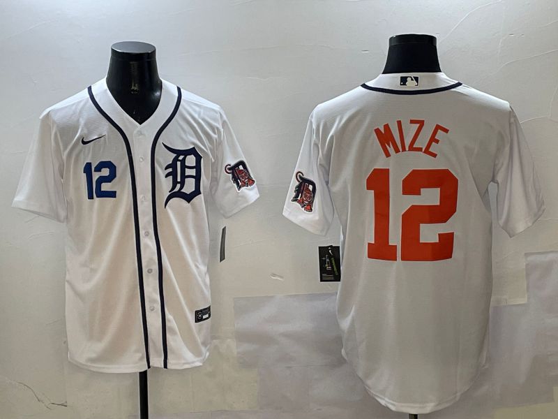 Men Detroit Tigers #12 Mize White Game 2025 Nike MLB Jersey style 3131